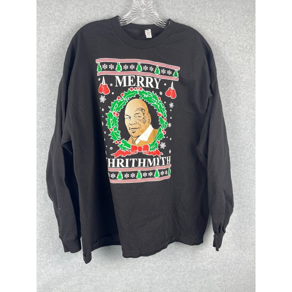Mike Tyson Merry "Chrithmith" Novelty Pullover Sweat Shirt‎ Size 2XL Christmas